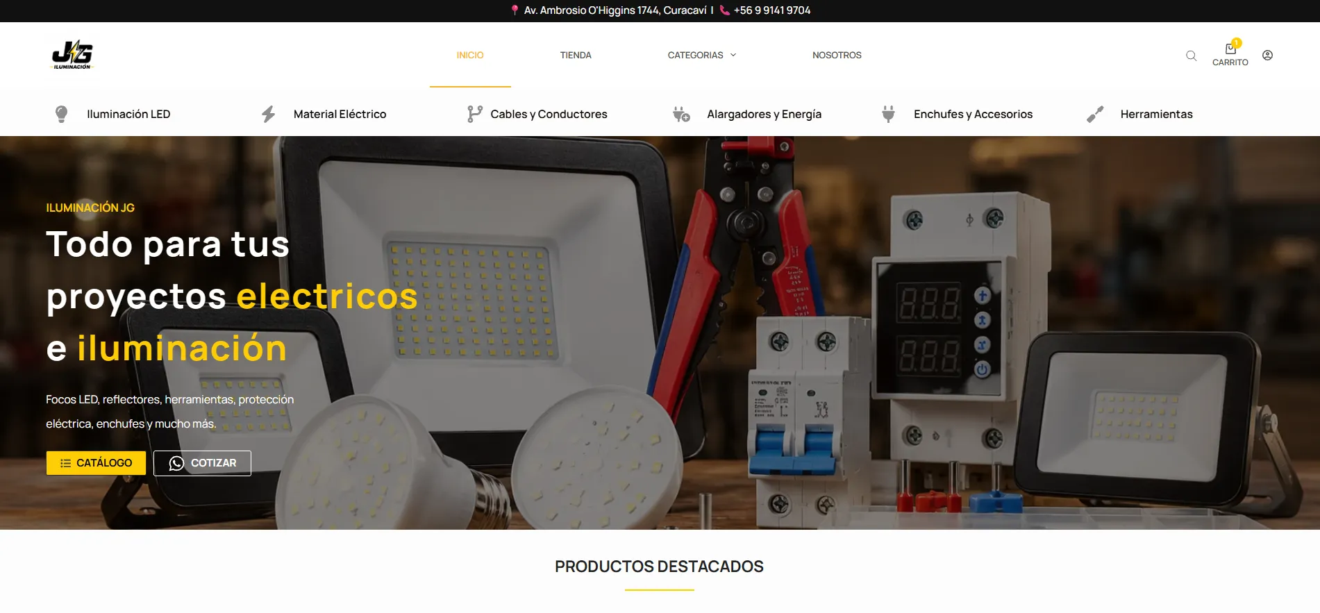 Mockup de Ecommerce Iluminación JG