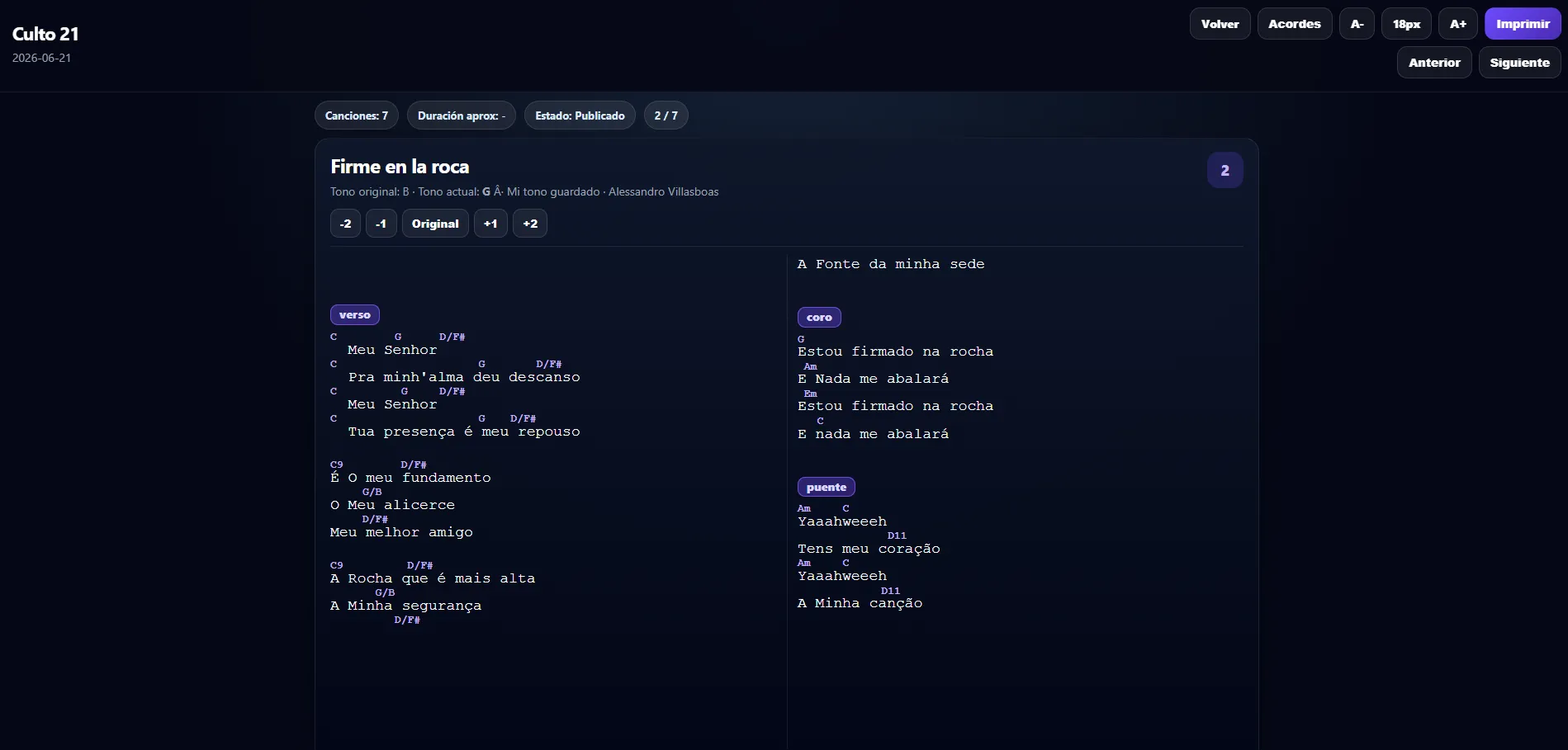 Mockup de Sistema Ministerio de Música